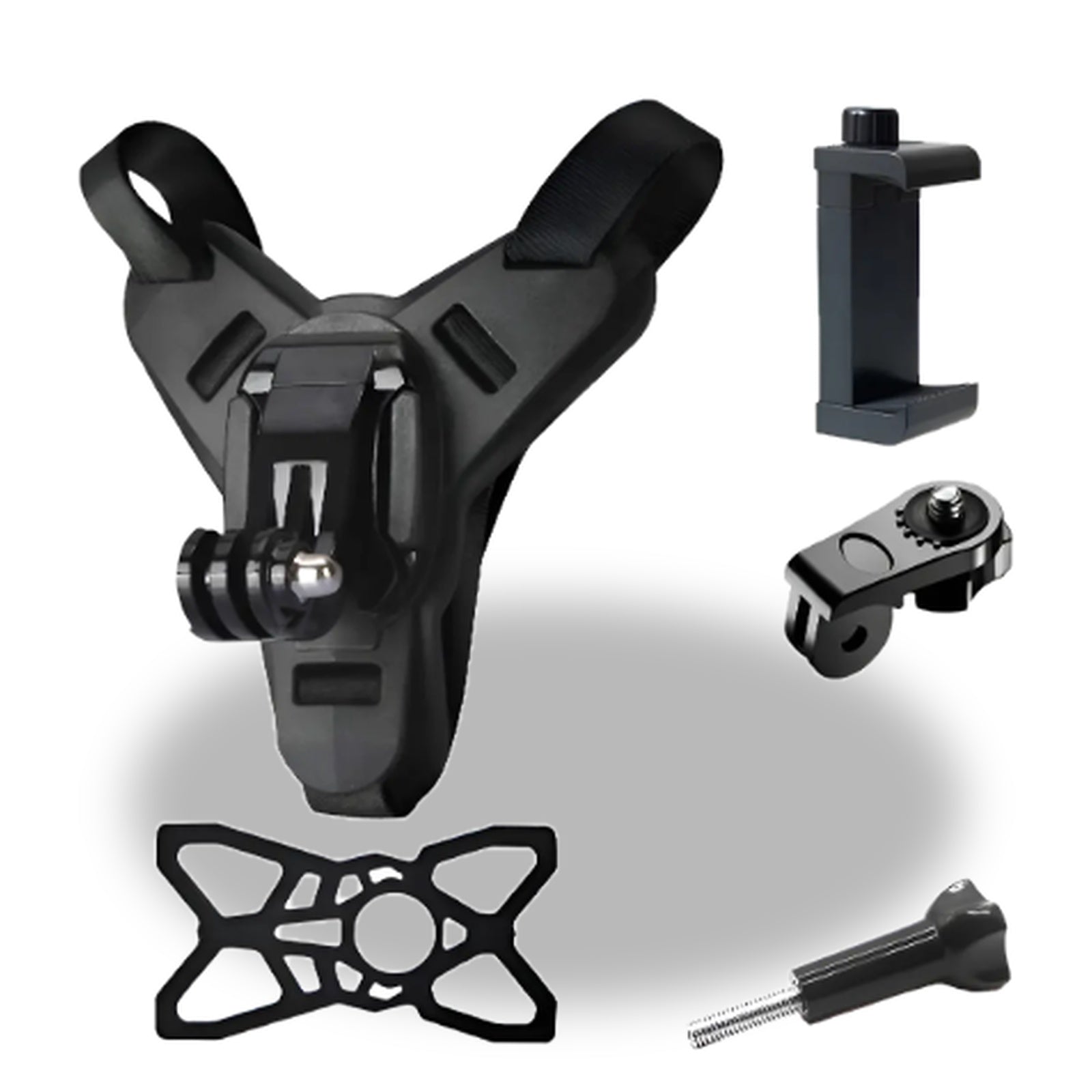 Kit Soporte para Casco de Moto – Montaje 2 en 1 para Cámara GoPro y Celular (5 piezas)