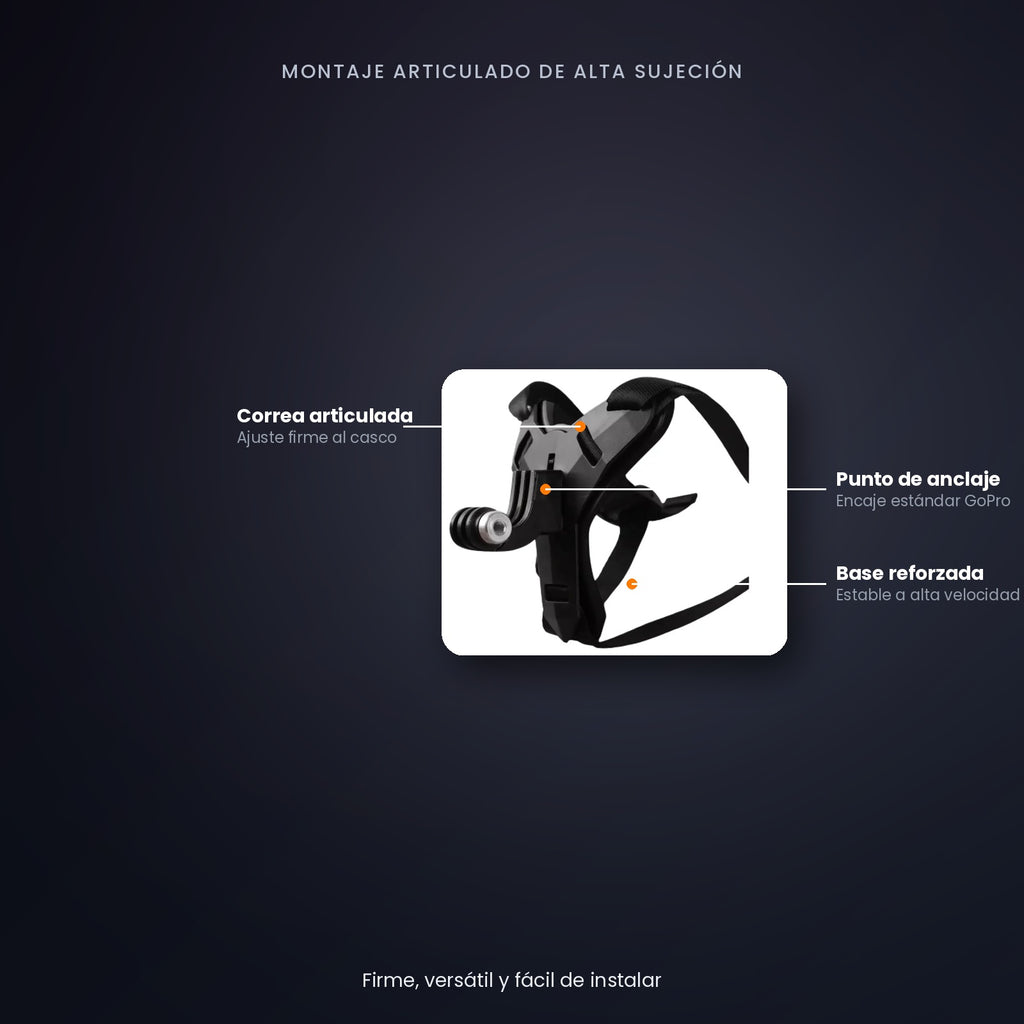 Kit Soporte para Casco de Moto – Montaje 2 en 1 para Cámara GoPro y Celular (5 piezas)
