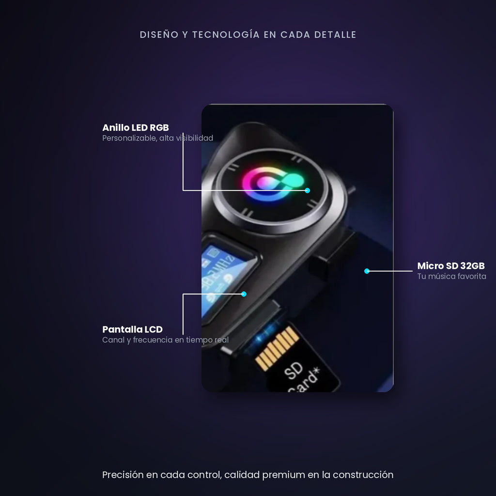 Intercomunicador Bluetooth para Casco de Moto Q58-Max – Pack x2 | Alcance 500m, Radio FM y Batería 25h